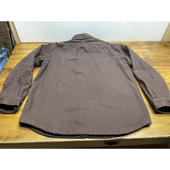 Duluth Trading Men's L Tall Brown Fleece Lined Heavy Canvas Shirt Jacket Snap - Picture 9 of 11
